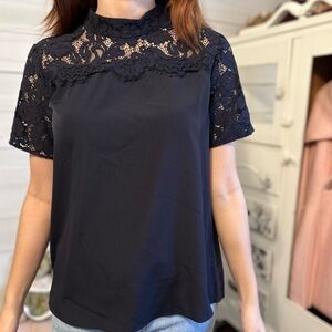 Ann Taylor Black Lace Blouse